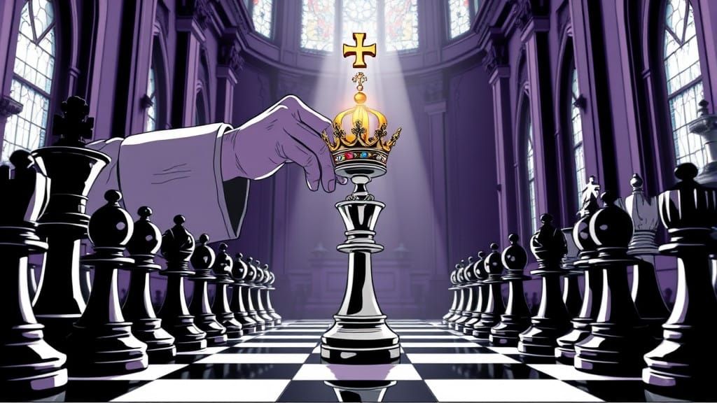 Chess Grandmaster Crowned Pawn in Glowing Ceremony
