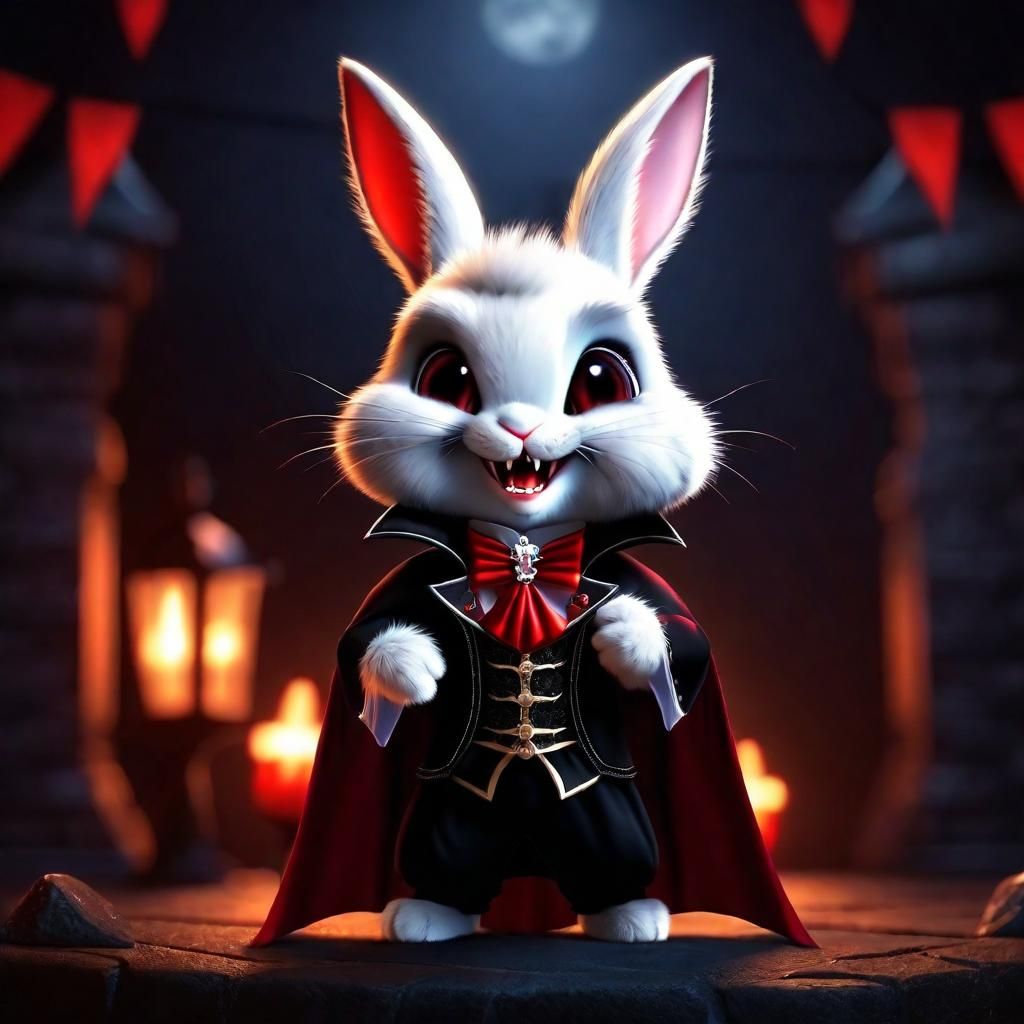 Cute Vampire Rabbit on Halloween Night