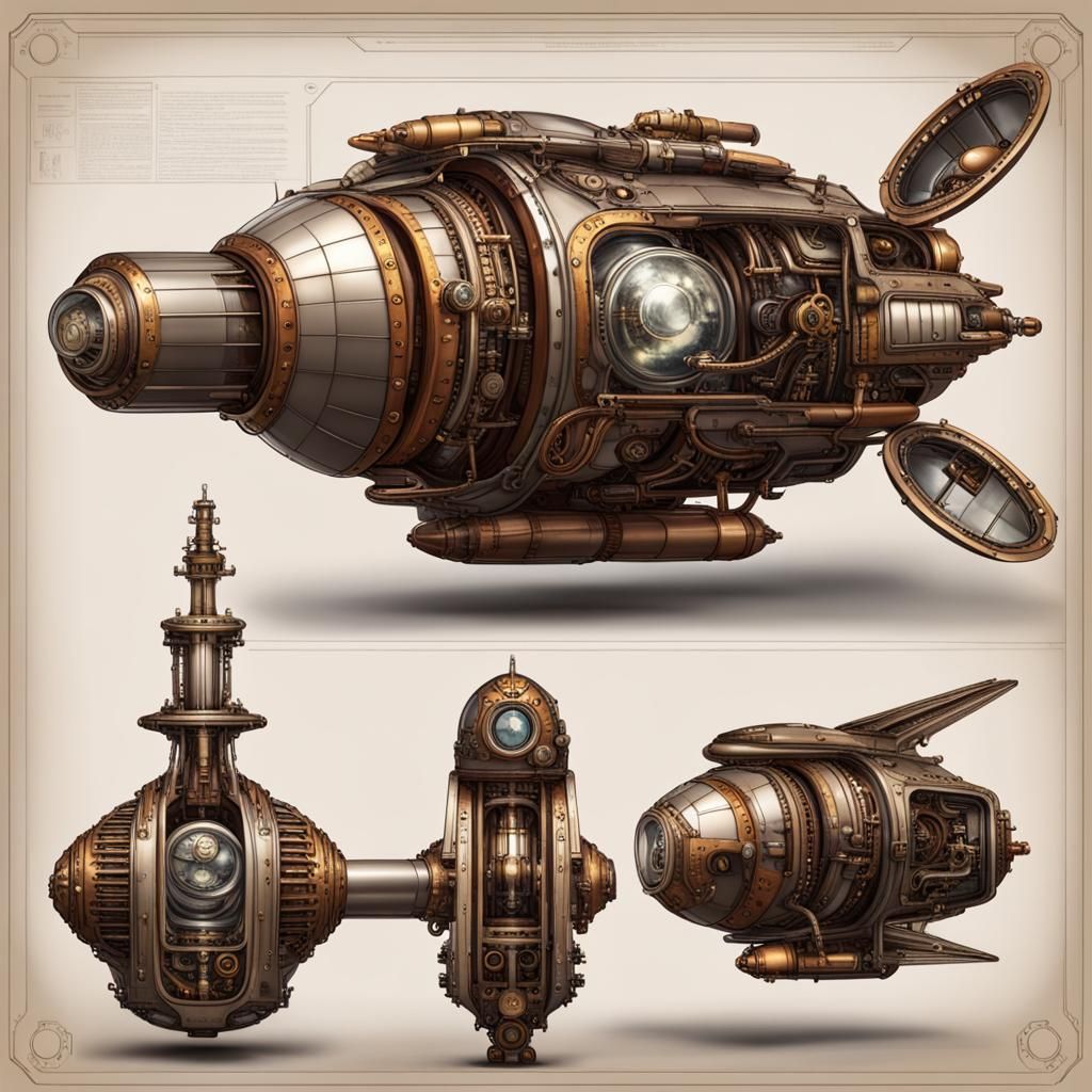 Steampunk Spaceship Engine Model