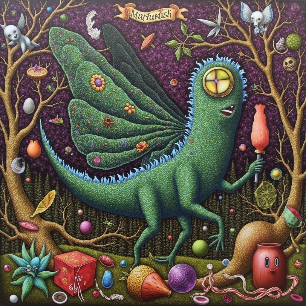 Tim Burton-esque Grasshopper Fairy in Digital Art