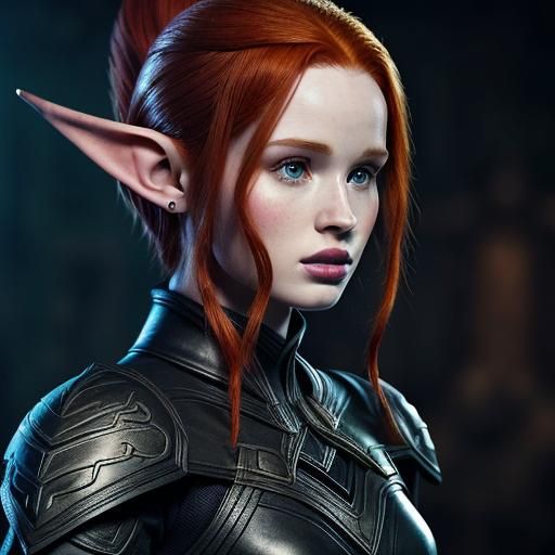 Fantasy Elf in Leather Suit: Digital Splash Art