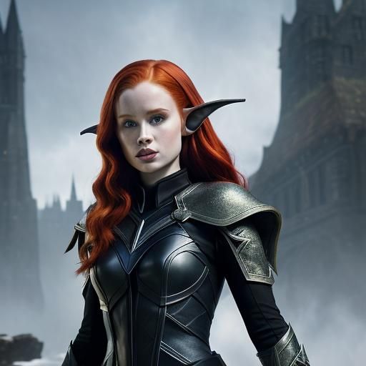 Madelaine Petsch as Fantasy Elf in Leather Suit