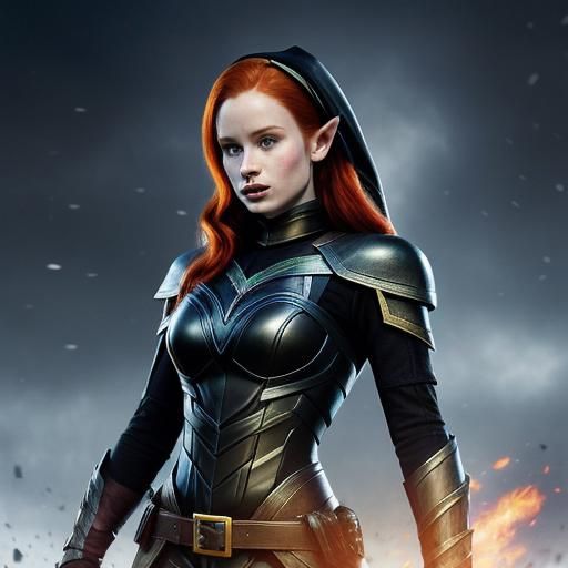 Elf Warrior in Fantasy Setting, Hyperrealistic Art