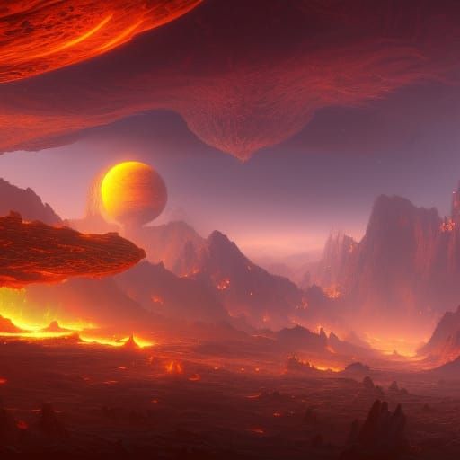 Fiery Planet Concept Art in Deep Color
