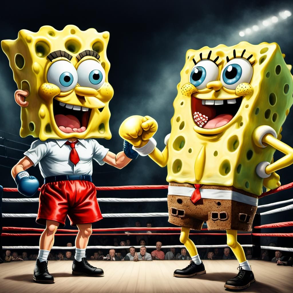 Epic Boxing Match Poster Featuring Cartoon Icons