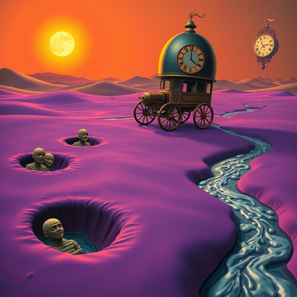 Surreal Desert Landscape in Whimsical Style