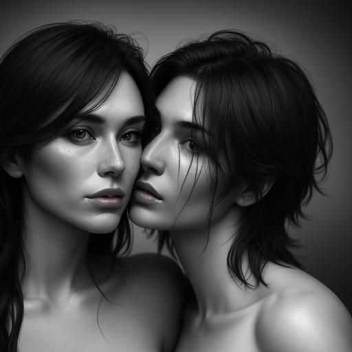 Intimate Portrait of Two Women Kissing