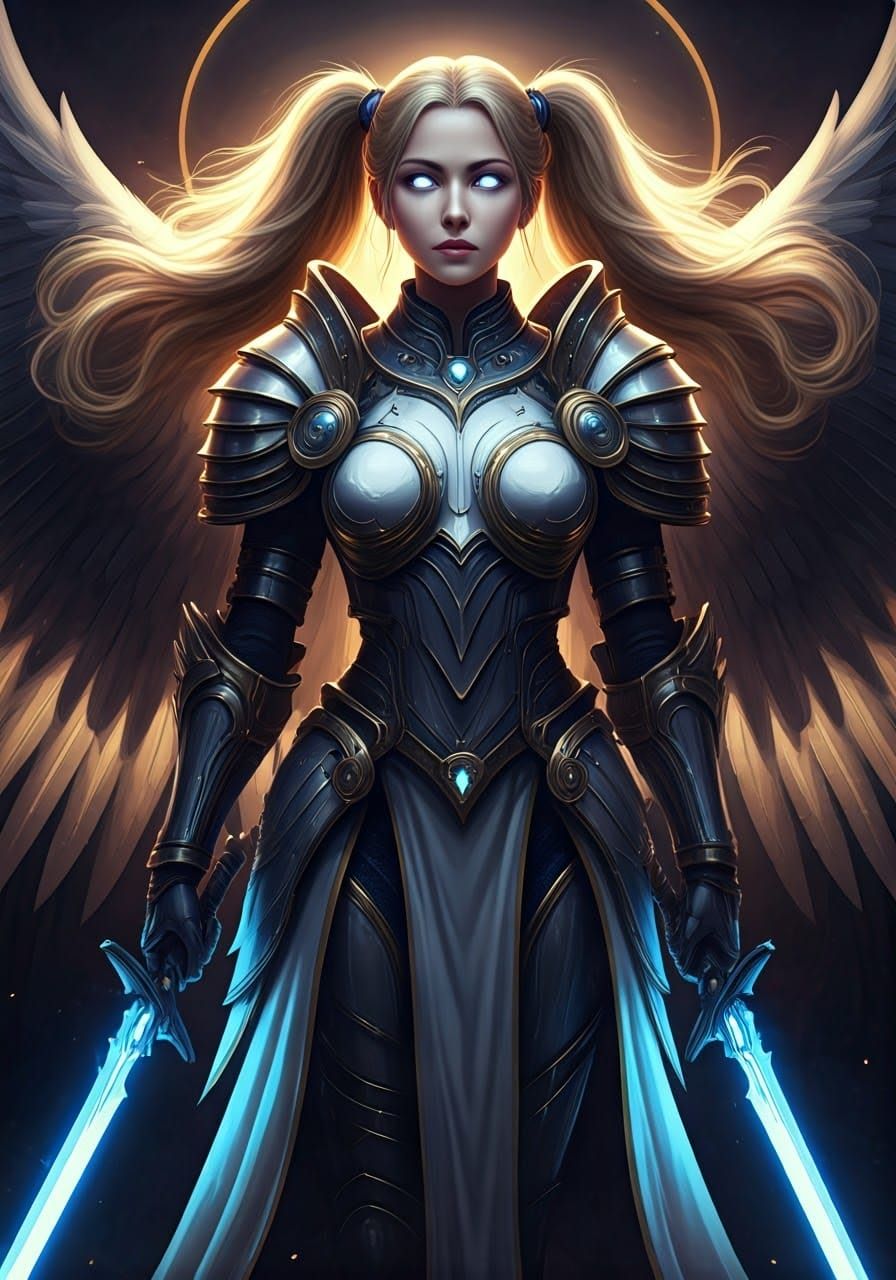 Seraphim Warrior Angel in High-Tech Armor