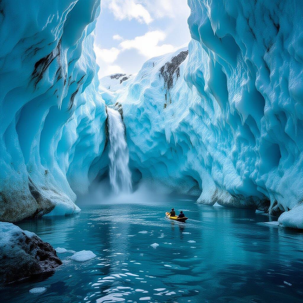 Tropical Oasis Hidden in Antarctic Ice, Illustration Style