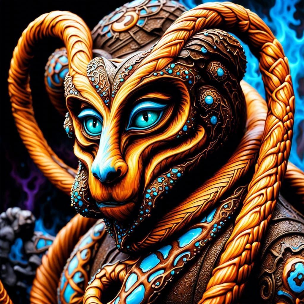 Pretzel Elemental Warrior in Graffiti Art Style