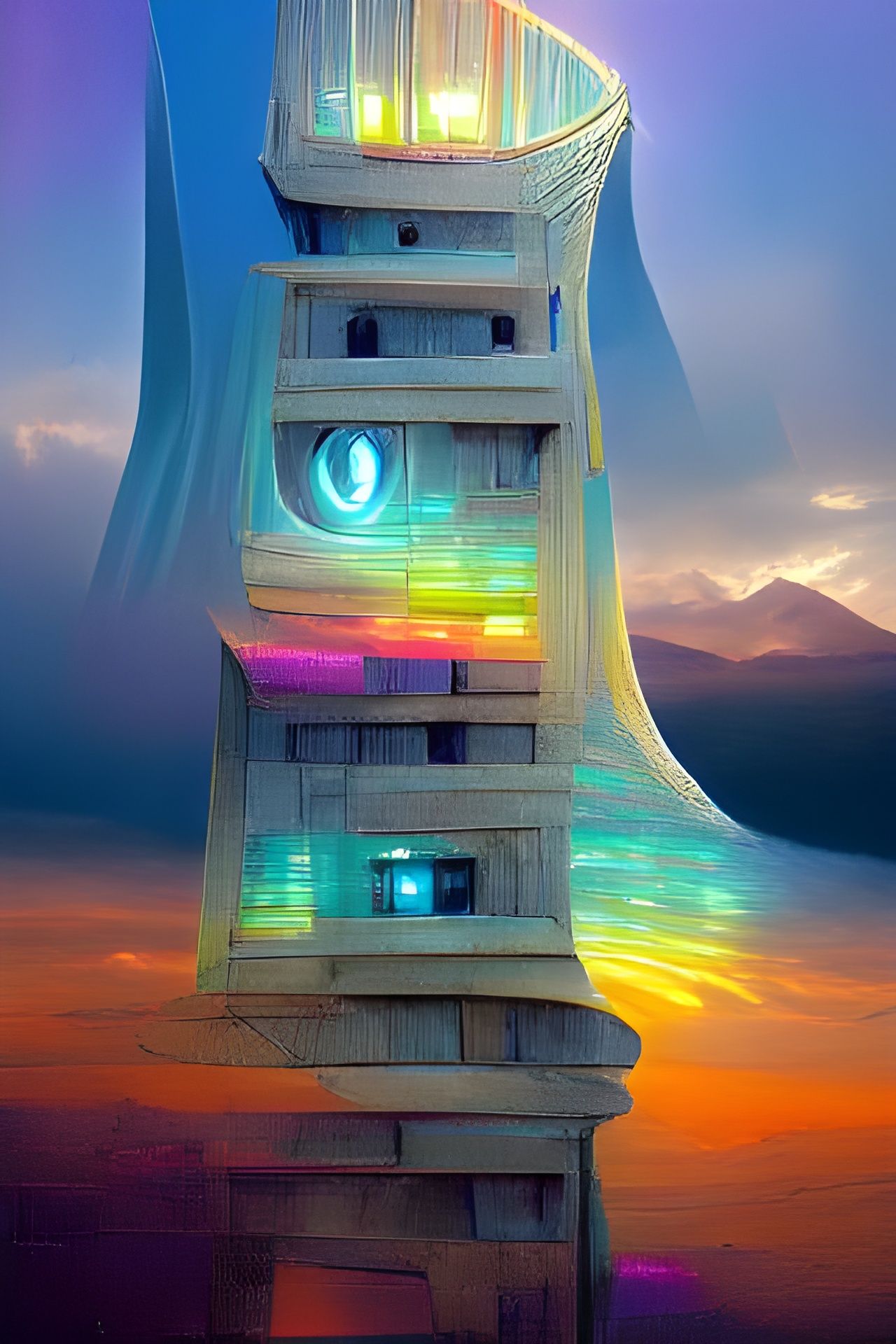 Luminous Watchtower Extending into Infinity
