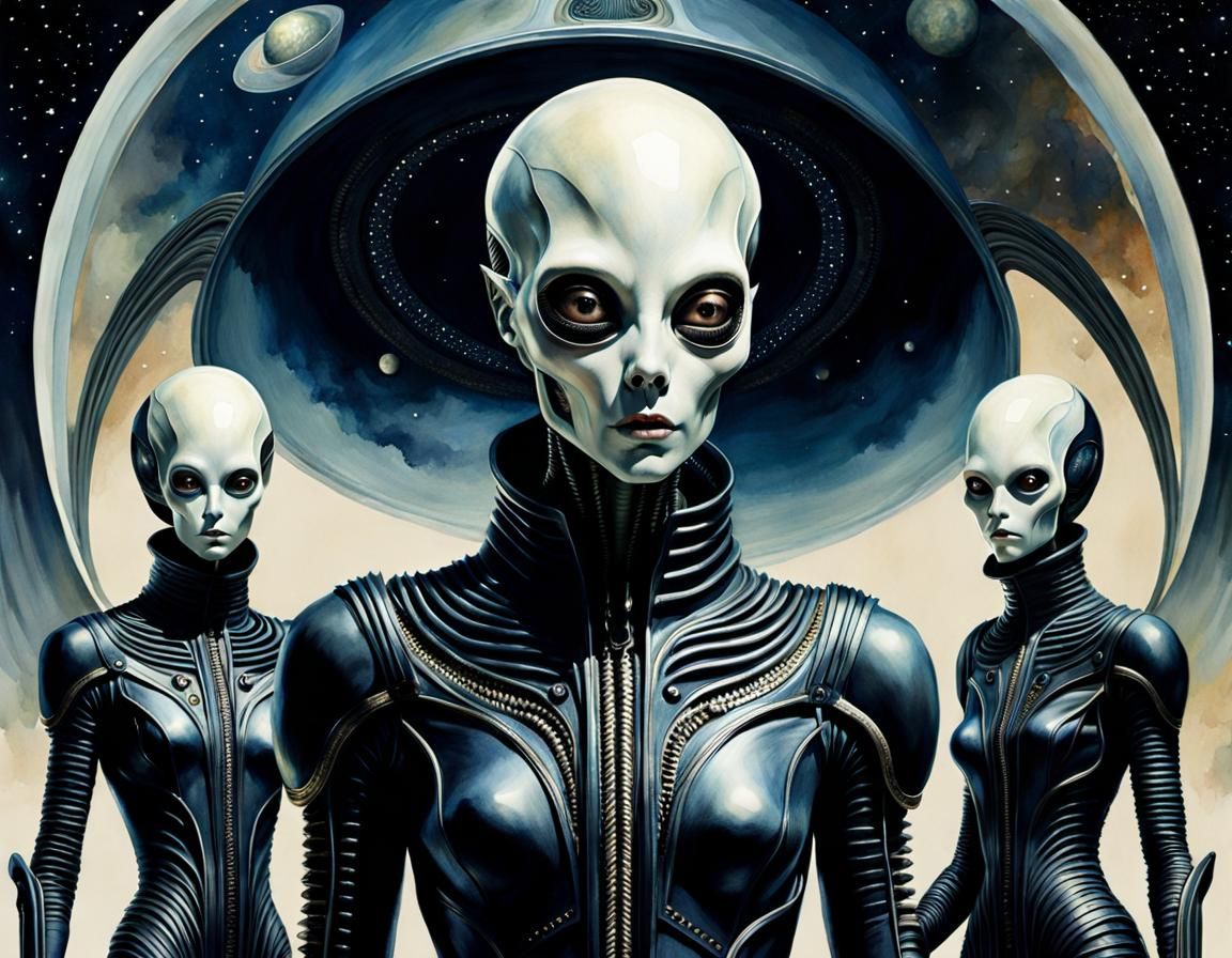 Alien Haute Couture Fashion Show Watercolor Sticker