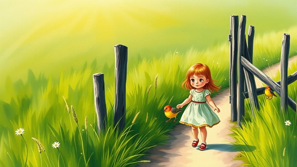 Young Girl with Cuckoos in a Sunlit Field