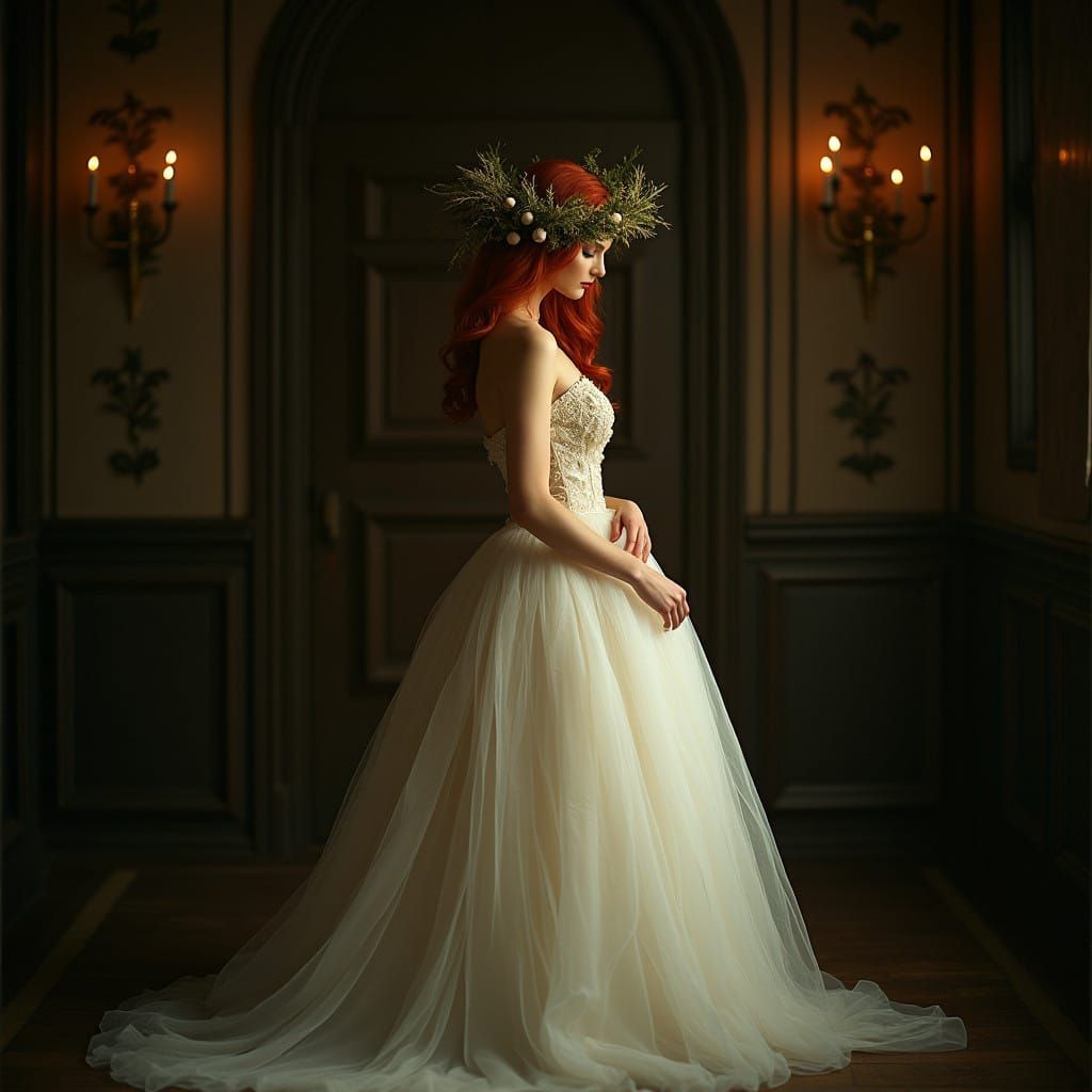 Baroque Christmas Goddess in Film Noir Splendor