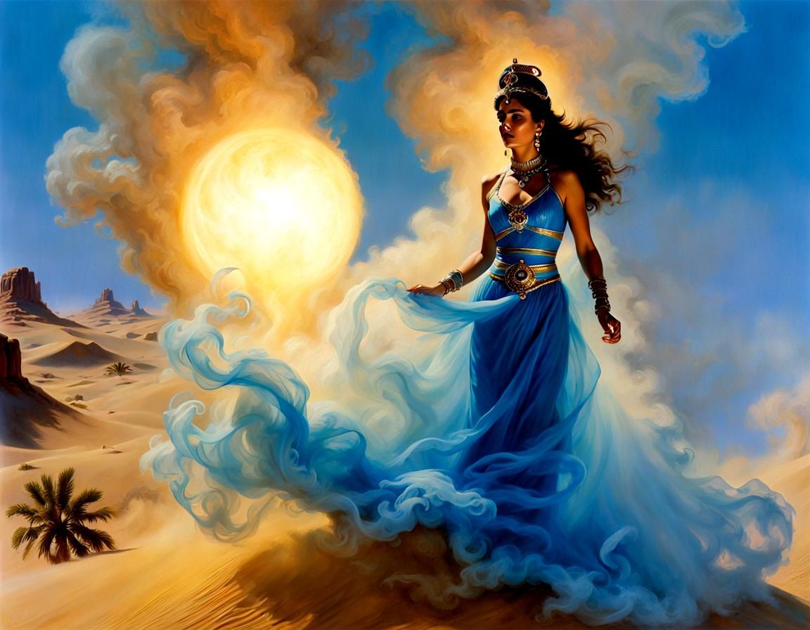 Ethereal Genie Portrait in Translucent Smoke