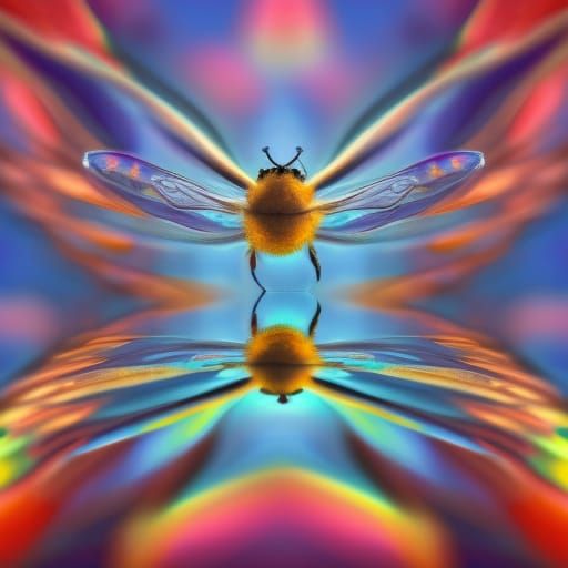 Macro Bees with Rainbow Water Droplets in HD