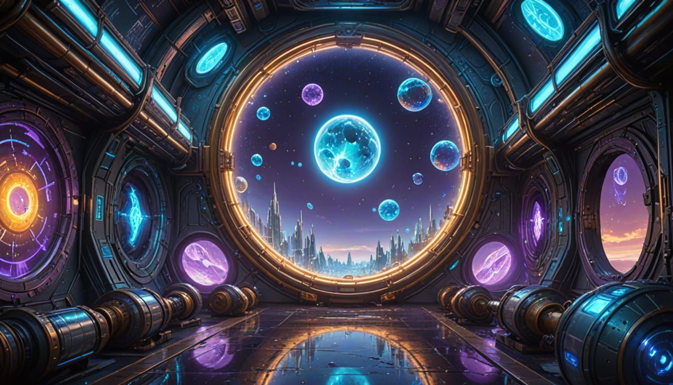 Vibrant Star Gemstones in Golden Tube Blazing Through Space