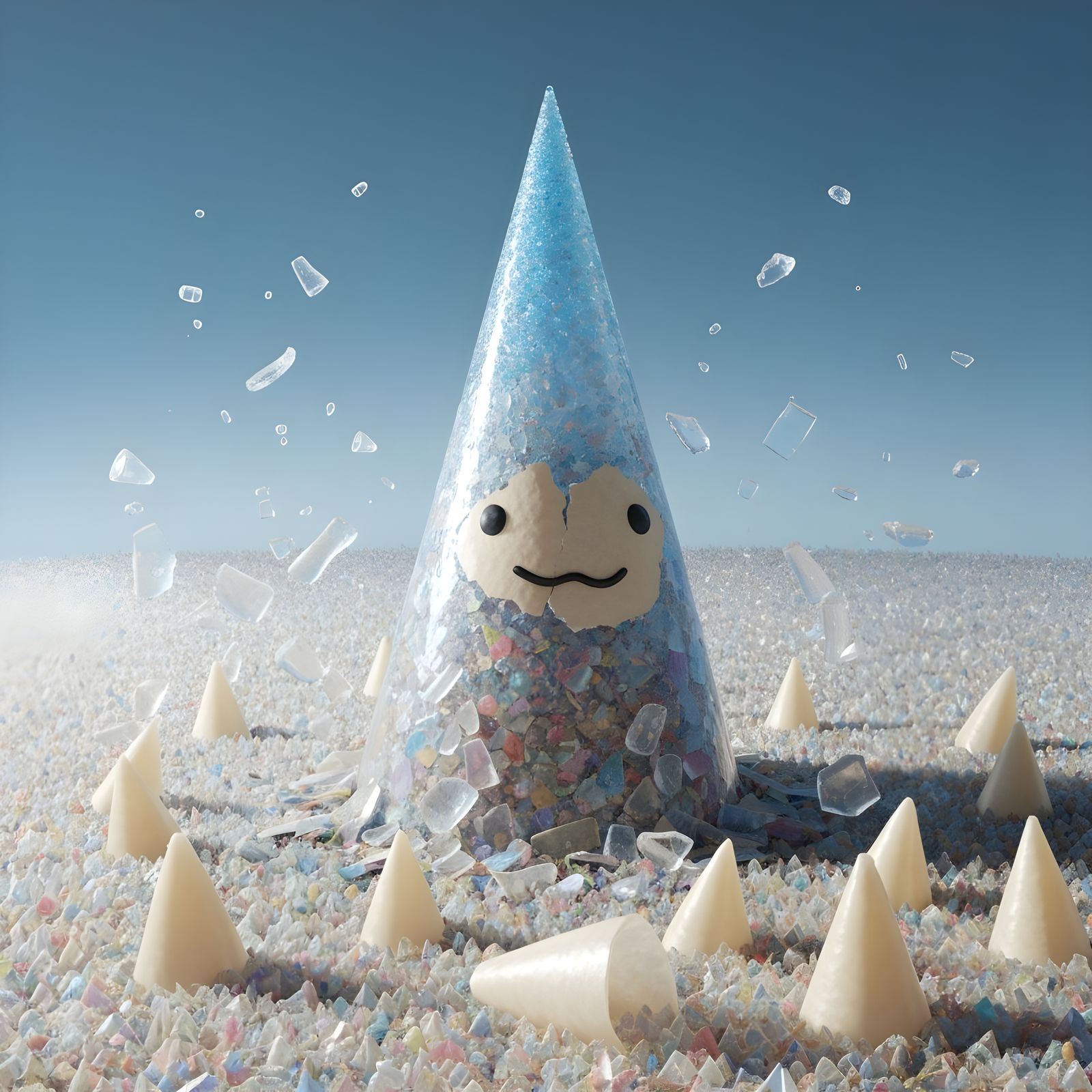Hyper-Realistic CGI Giant Glass Cone Melting