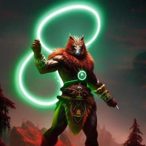 Muscular Skin-walker Shaman in Verdant Glade