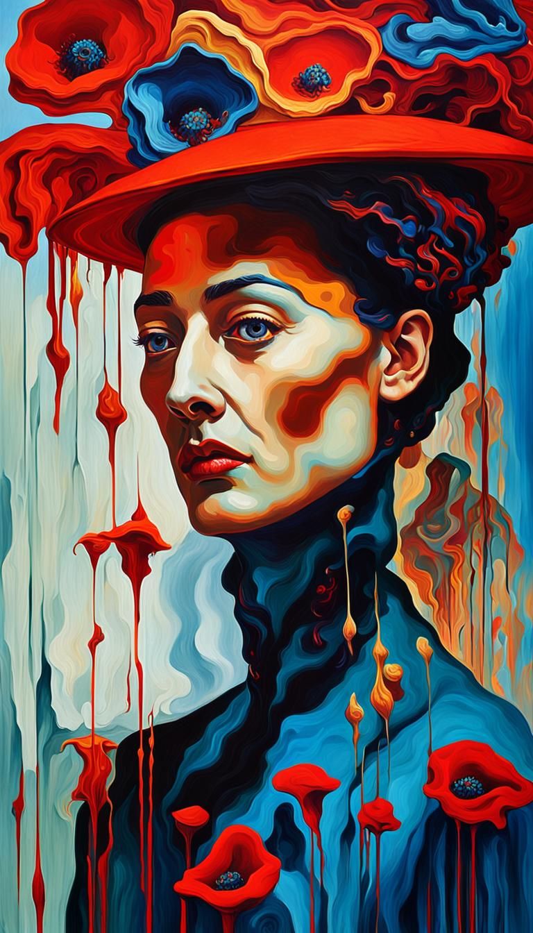 Surreal Woman in Melting Hat, Salvador Dali Style