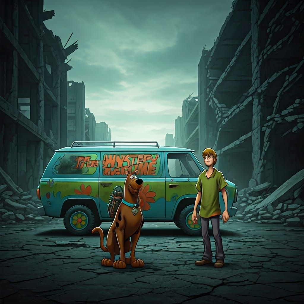 Scooby-Doo and Shaggy in Post-Apocalyptic Mystery