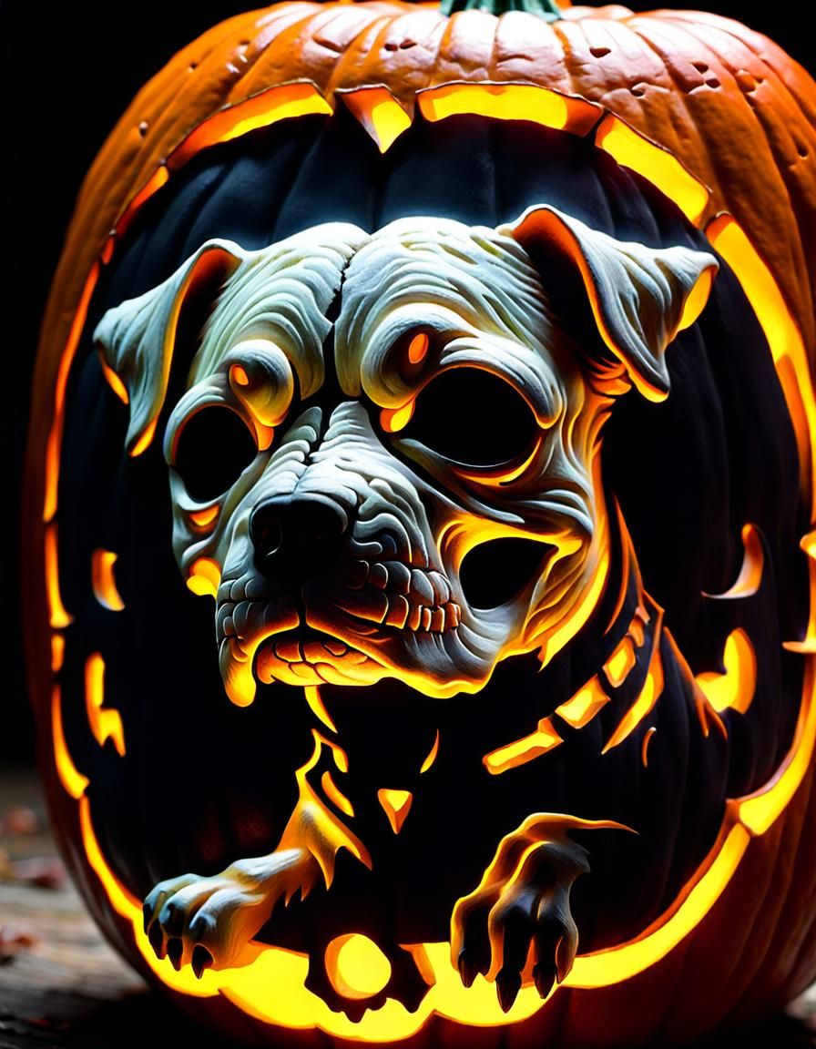 Spooky Jack-o-Lantern Dog Skull for Halloween