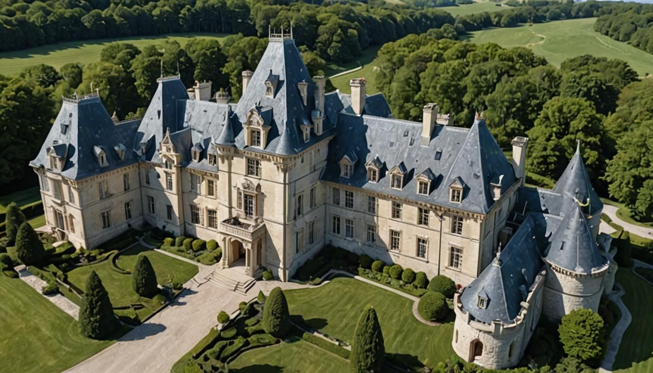 Grand French Castle with Formal Gardens in 4K