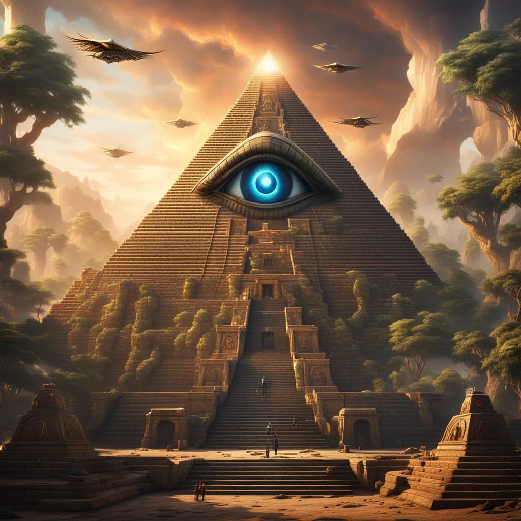 All-Seeing Eye Pyramid: Detailed Fantasy Concept Art