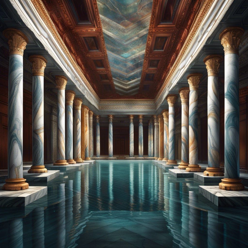 Marble Room with Pillars and Rhombus, Fantasy Art