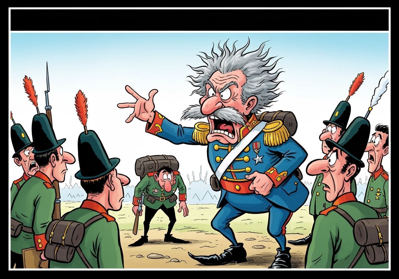 Cartoon General's Hilarious Outburst in Al Capp Style