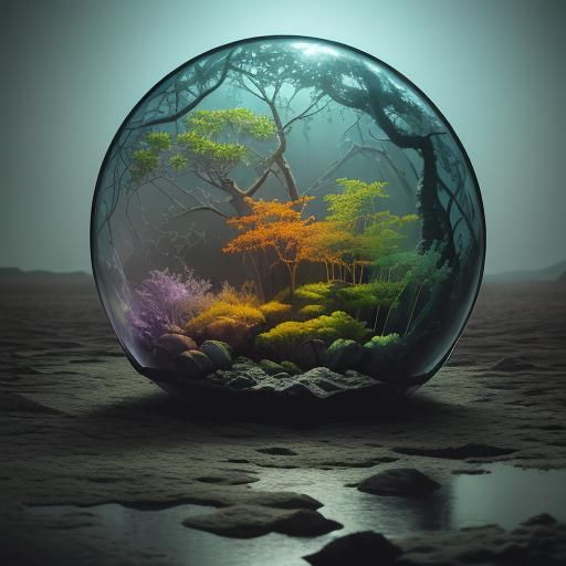 Surreal Rotoscoped Autumn Quarry Landscape in Pastel Palette