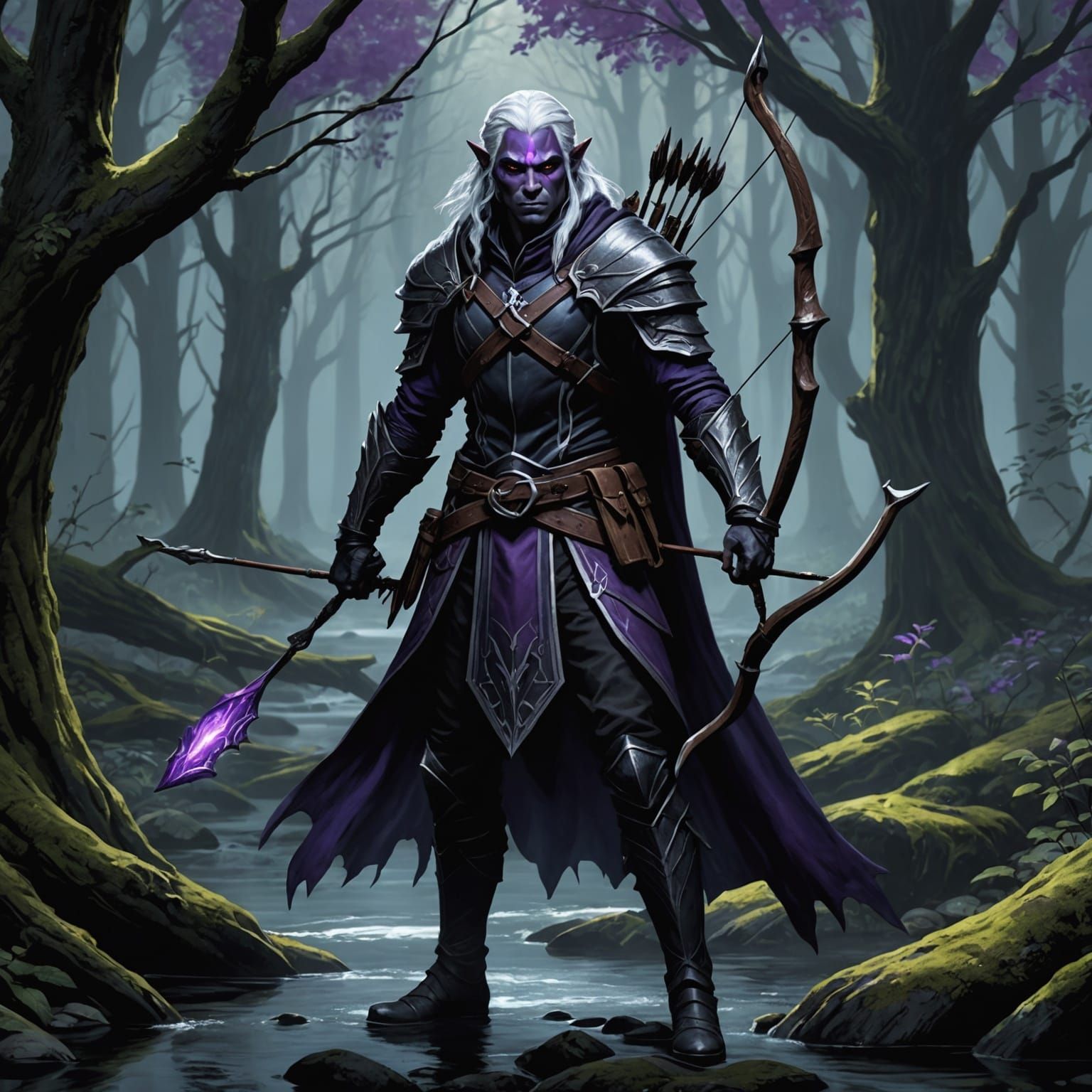 Drow Ranger in Dark Fantasy Forest