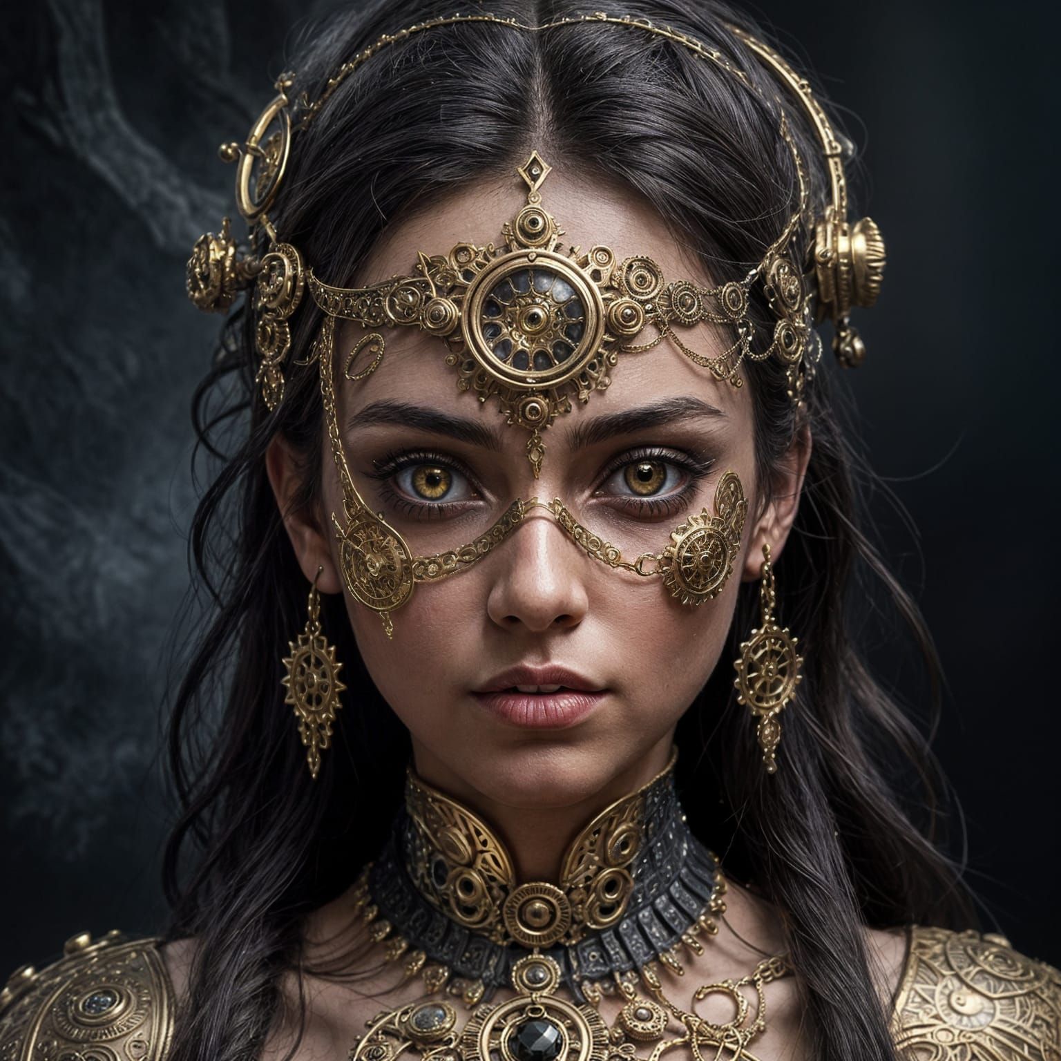 Goddess of Steam and Mysticism in Cyberpunk Style