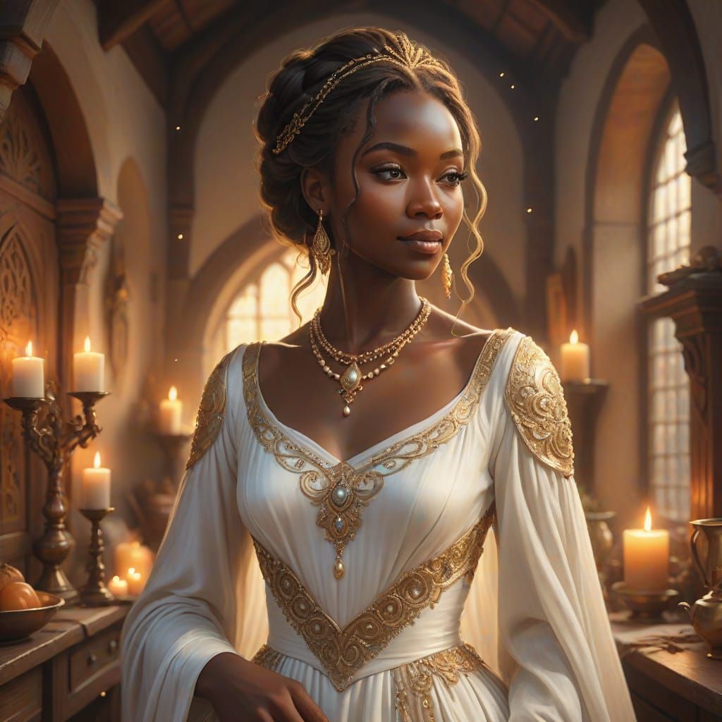 Ethereal Princess in Whimsical Tudor Setting