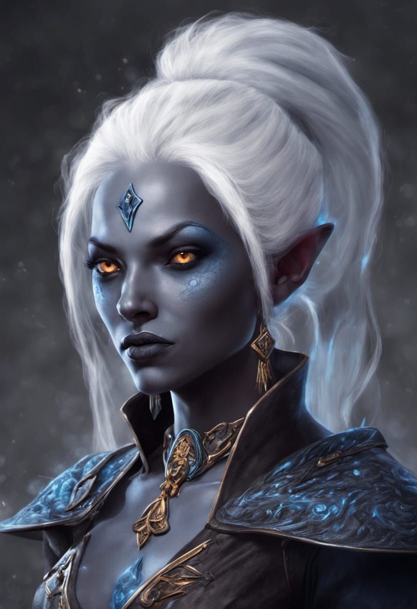 Hyperrealistic Drow Wizard with Intricate Details