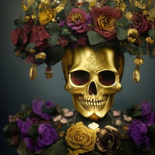 A golden skull