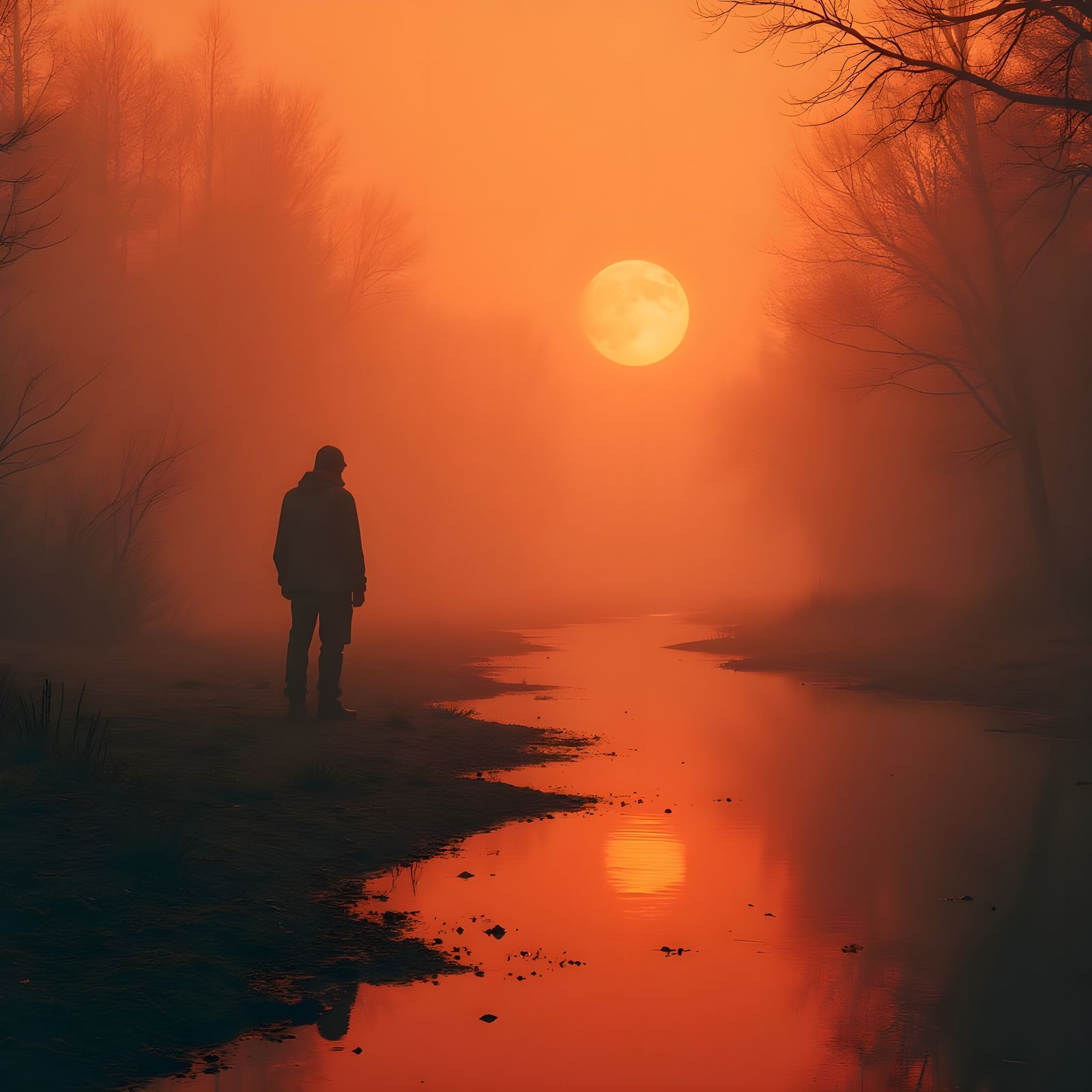 Surreal Tangerine Landscape by the Abaddon River