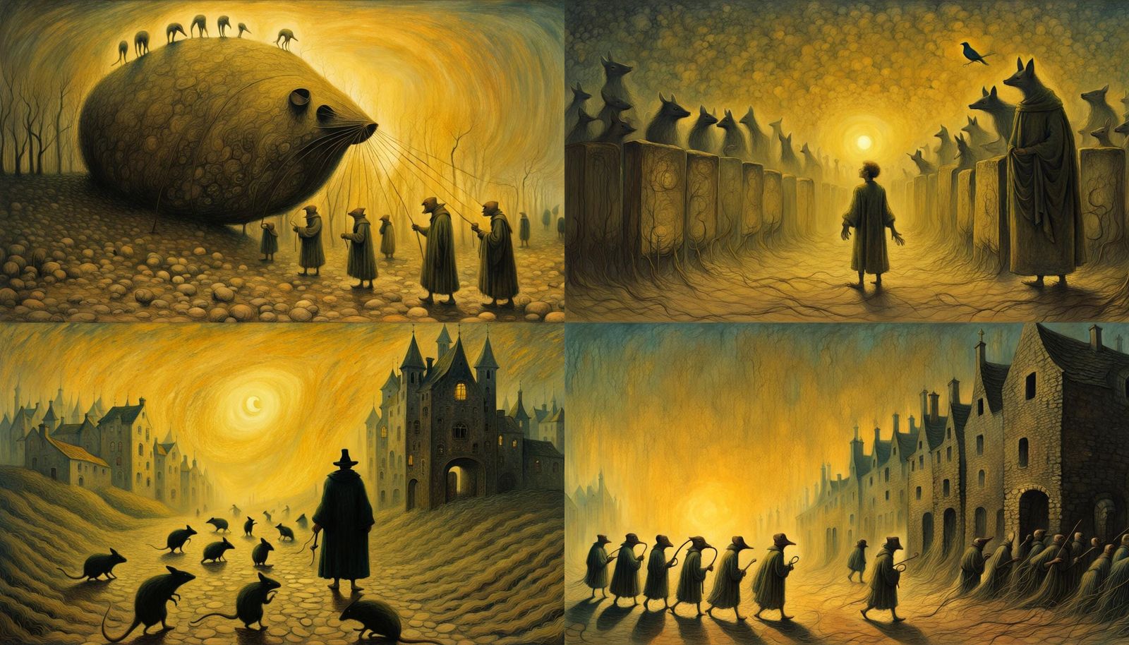 The Pied Piper in Beksiński-Inspired Fantasy Art