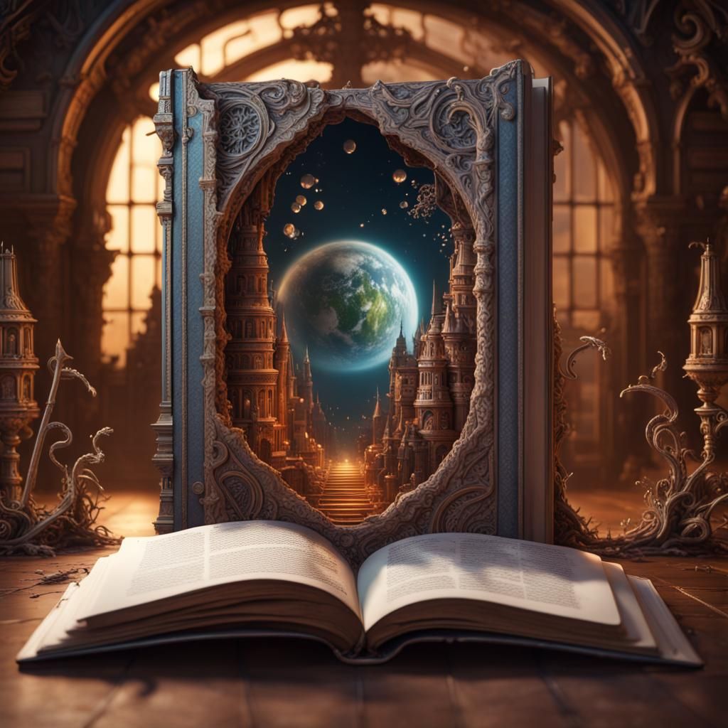 Imaginary World Emerges From Book: 3D Fantasy Art