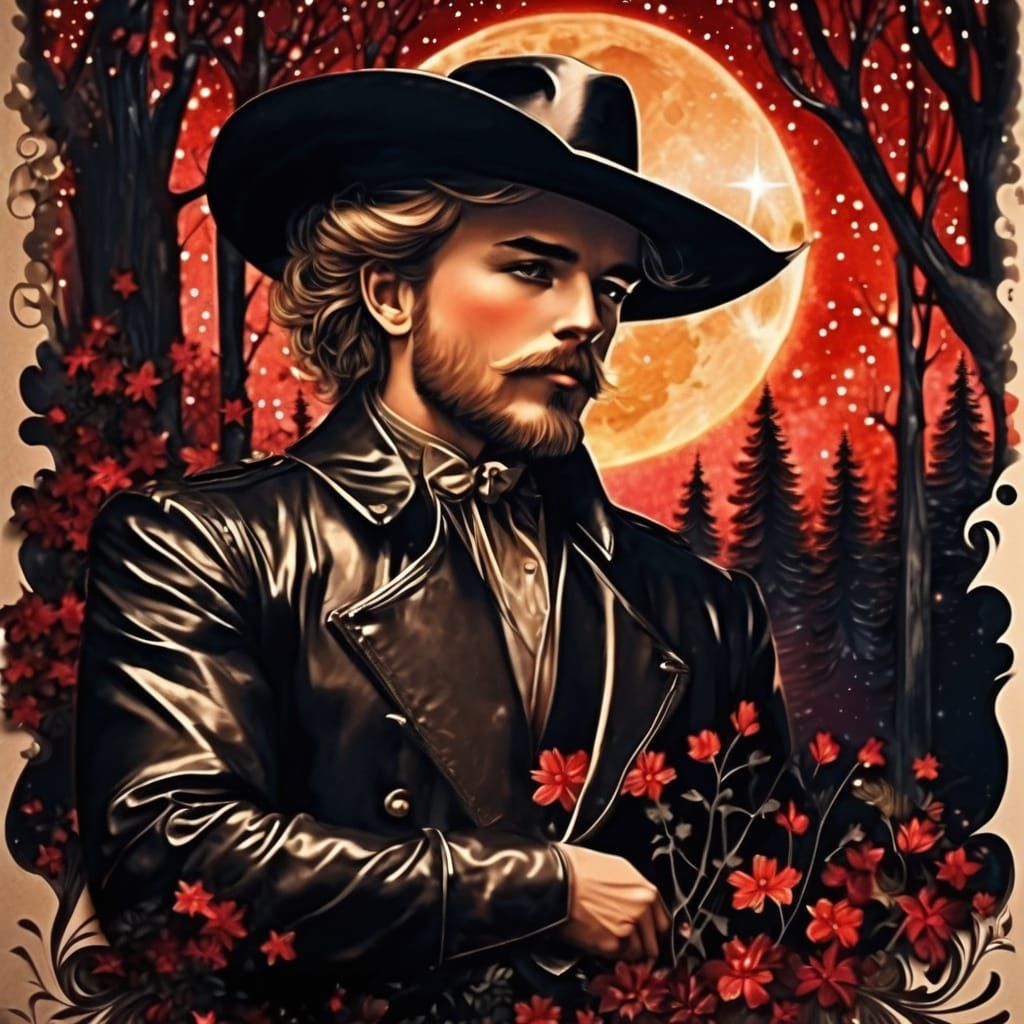 Cowboy on Pale Horse in Sinister Forest