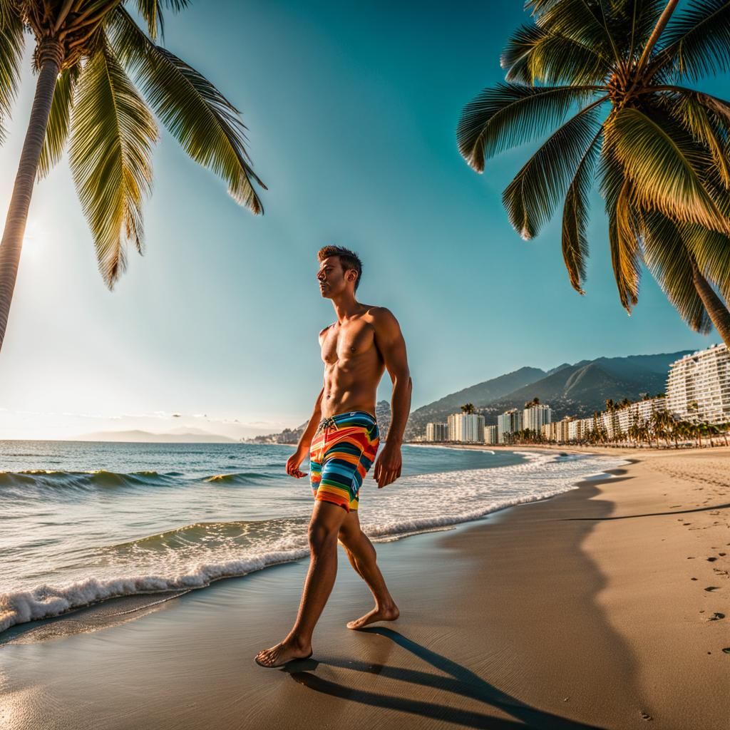 Beach Walker in Puerto Vallarta: Photorealistic Panorama