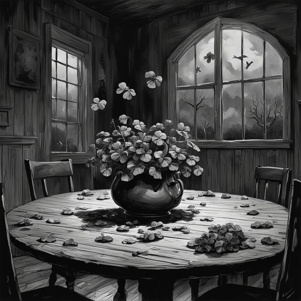 Sinister Black and White Horseshoe Still Life