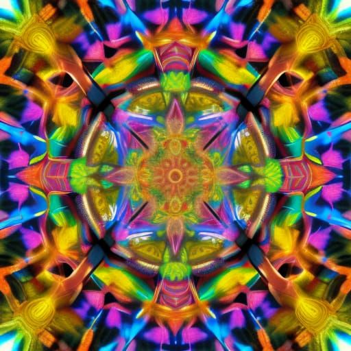 Colorful Kaleidoscope Mandala in Splash Art Style