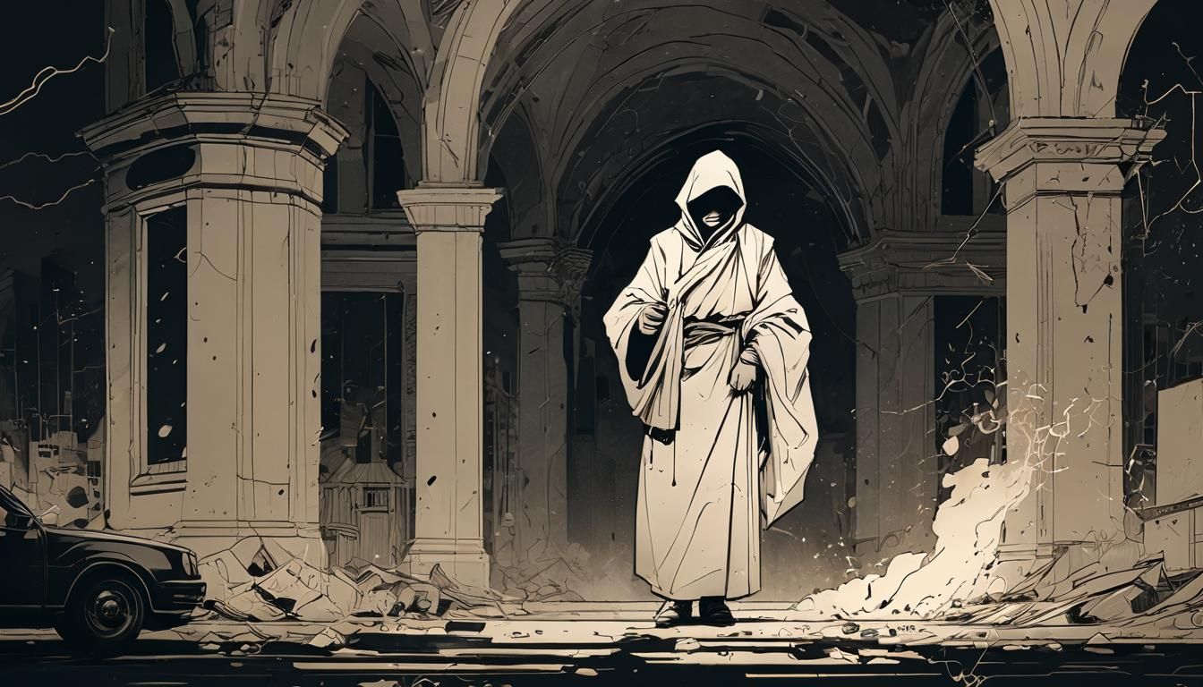 Dystopian Cityscape in Gritty, Oil-Painted Realism