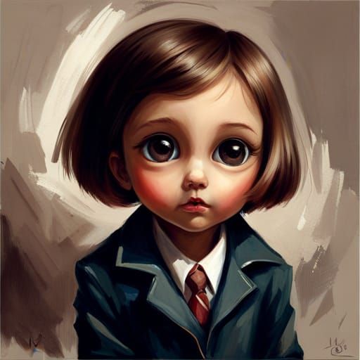 Adorable Character Portrait in Expressive Oil Painting