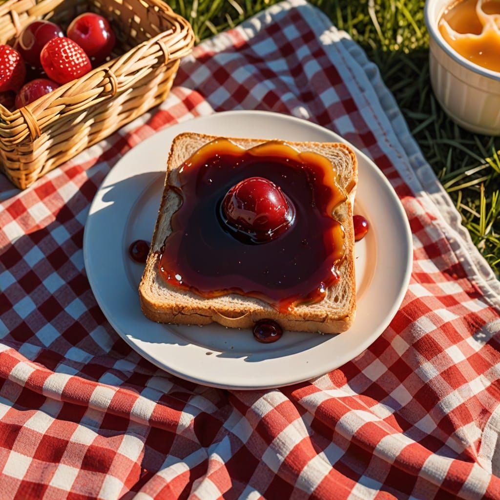 Delicious Peanut Butter and Jelly Sandwich at a Picnic