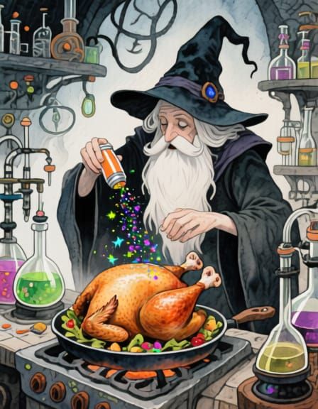 Wizard Seasons Chicken with Pixie Dust in Magical Lab