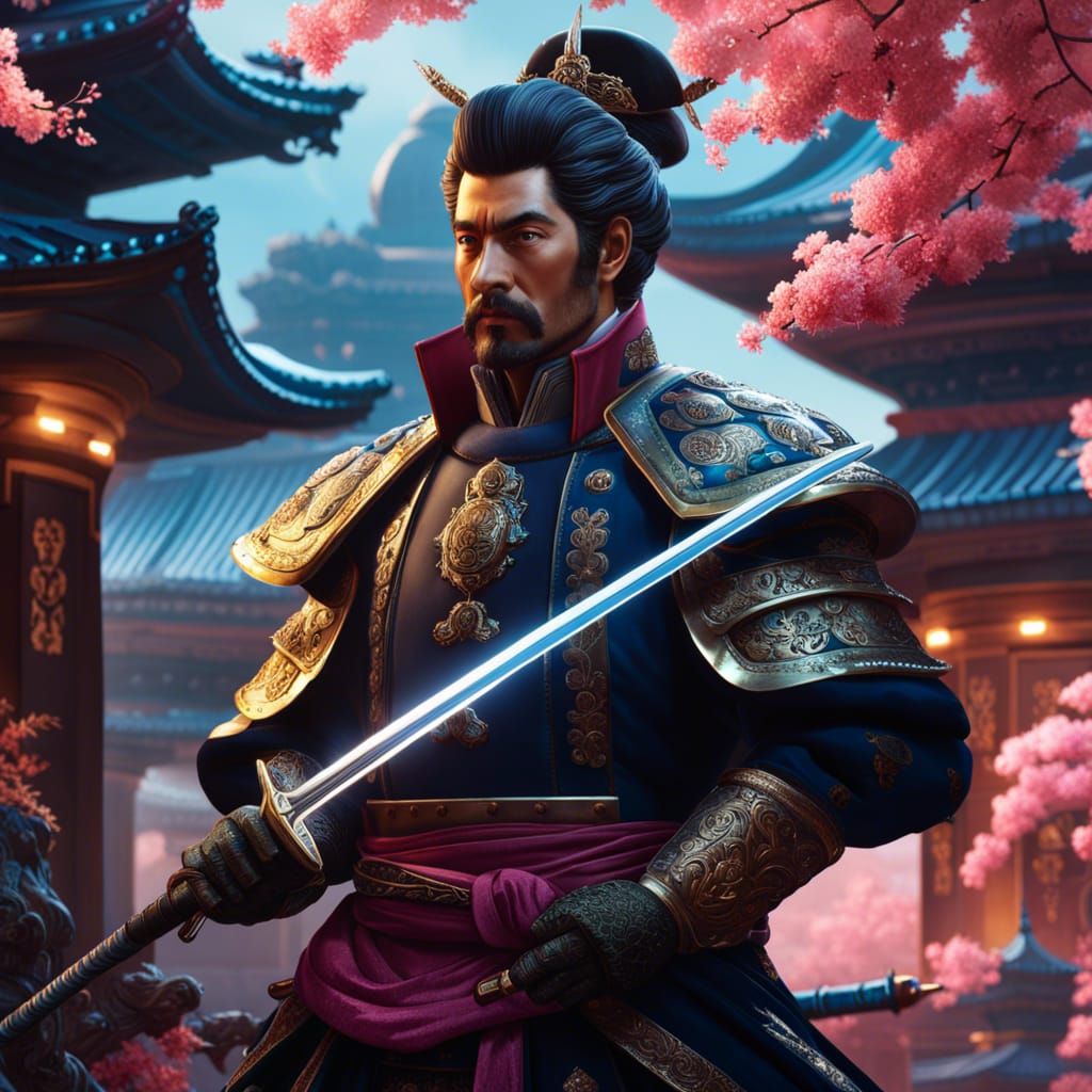 Rococo Galaxy Samurai in Hyperdetailed Photorealistic Style