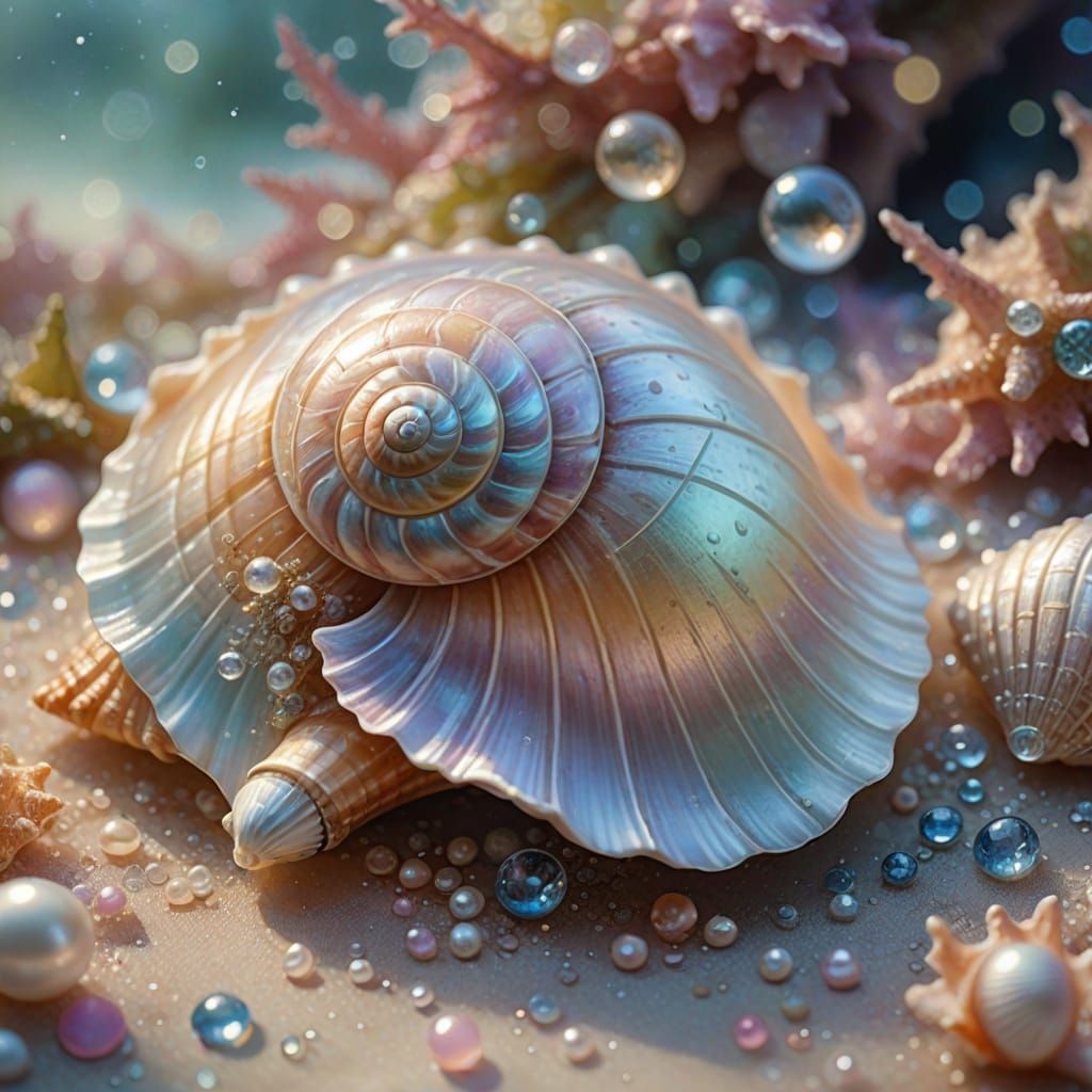 Mystical Pearl Shell in Dreamy Watercolor Style