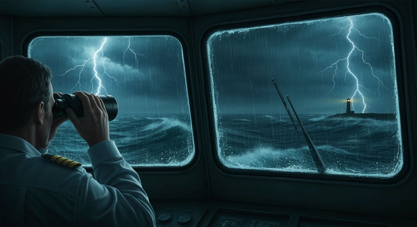 Stormy Night at Sea: Hyperrealistic Cinematic Painting